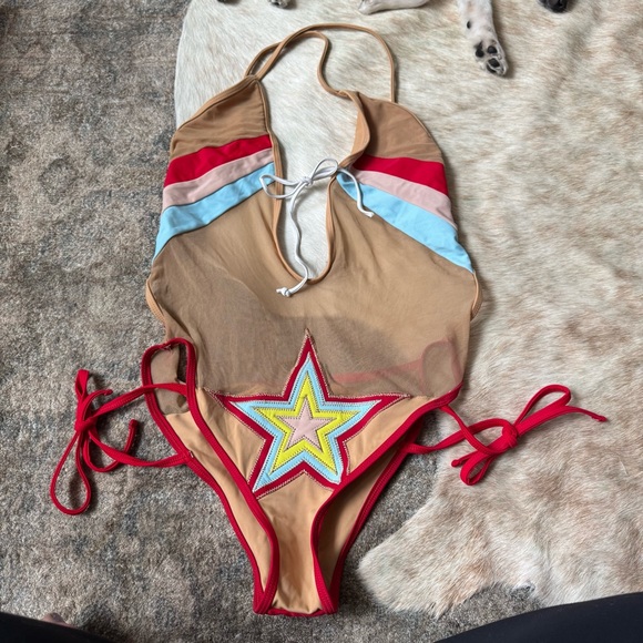 Mesh Star-Patterned Women's Swimsuit - Picture 7 of 11